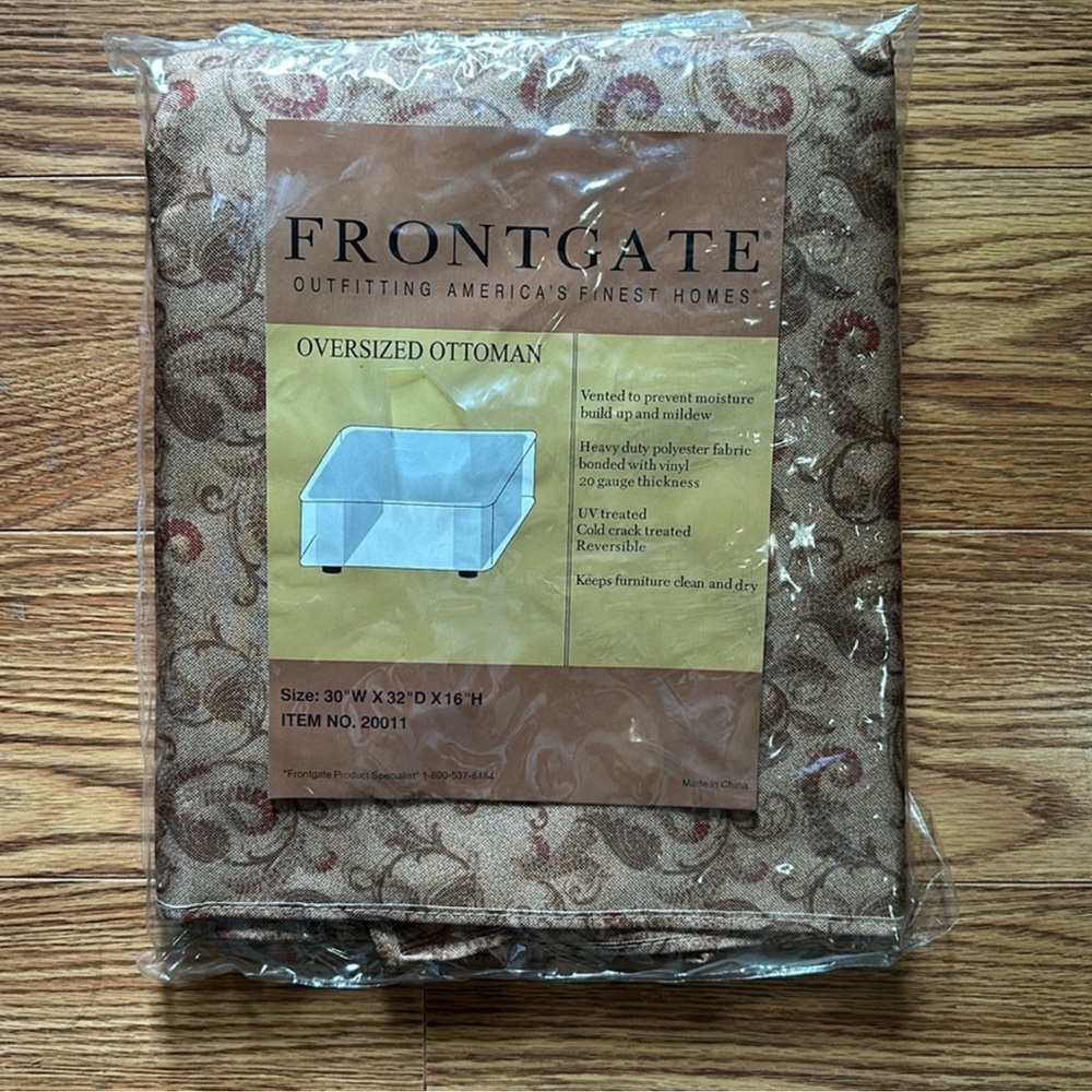 Frontgate Oversized Ottoman Cover - Gold and Brown